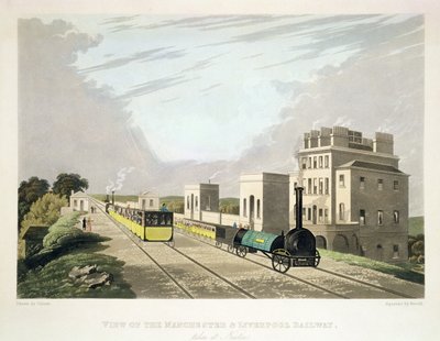 View of the Manchester and Liverpool Railway, Taken at Newton, 1825, Engraved by Havell by Charles Calvert